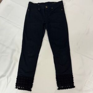 LILLY PULITZER SOUTH OCEAN SKINNY CROP BLACK WITH CROCHET TASSEL HEM